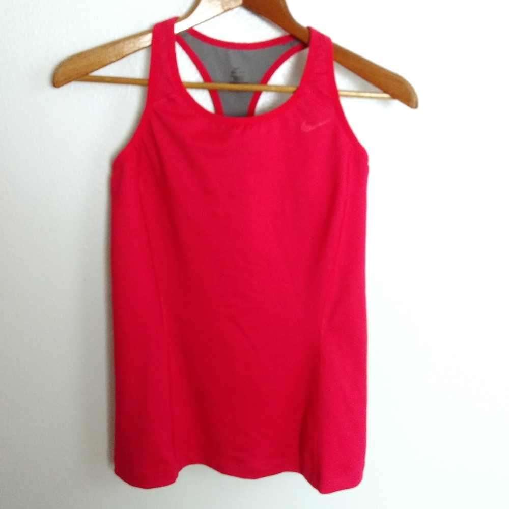 Nike Dri Fit Sport Raceback Top Bilding Padded Bra Women's Size M Neon Pink